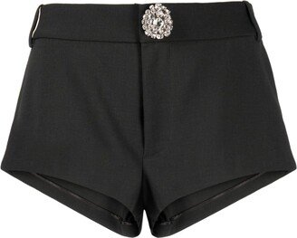 Crystal-Embellished Virgin Wool Mini Shorts