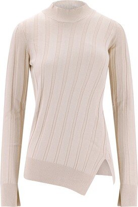 Crewneck Asymmetric-Hem Knitted Jumper