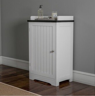 Hastings Home Freestanding Bathroom Storage Cabinet With Slat Door And Gallery Style Top - White/Black