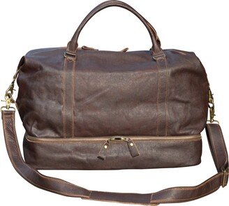 Touri Leather Weekend Bag With Suit Compartment - Taupe Brown