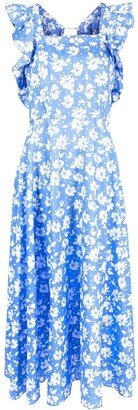 Floral-Print Midi Dress-AN