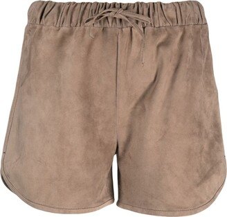 Drawstring-Waist Leather Shorts