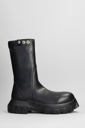 Creeper Bozo Tractor Combat Boots In Black Leather