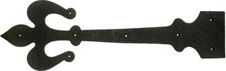 Large Dummy Strap Hinge in Black Iron 24 Inch Fleur De Lis Textured Surface Pair