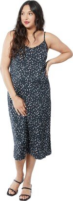 Women's Maternity Satin Slip Dress - Black White Dot