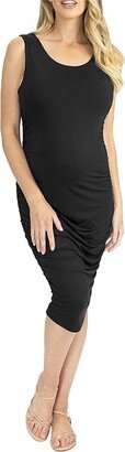 Maternity Bodycon Fitted Dress (Black) Women's Clothing