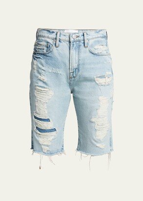 Le Vintage Shredded Denim Bermuda Shorts