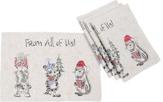 Animal's Fun Holiday Party Embroidered Placemats 14