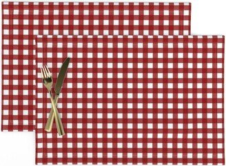 Picnic Plaid Placemats | Set Of 2 - Mini Red Buffalo By Kelsipope & White USA Patriotic Cloth Spoonflower