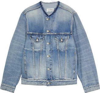 Collarless Denim Jacket-AF