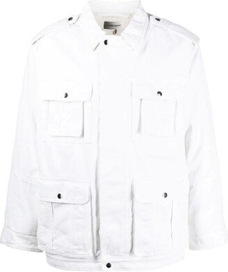 Ivory White Cotton Denim Jacket