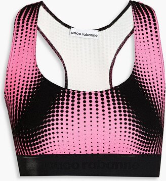 Printed stretch-jersey sports bra
