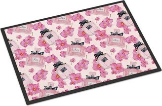 BB7510JMAT Watercolor Pink Flowers & Perfume Indoor or Outdoor Mat, 24 x 36 in.