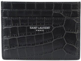 Crocodile-Embossed Leather Cardholder