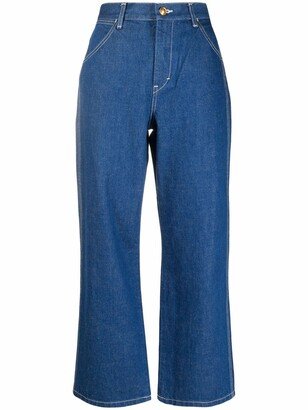 High-Rise Cropped Jeans-AI