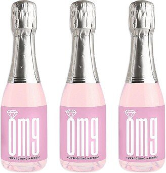 Big Dot Of Happiness Omg, You're Getting Married - Mini Wine Bottle Stickers - Engagement Favor 16 Ct