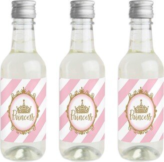 Big Dot Of Happiness Little Princess Crown - Mini Wine Bottle Label Stickers - Party Favor Gift 16 Ct