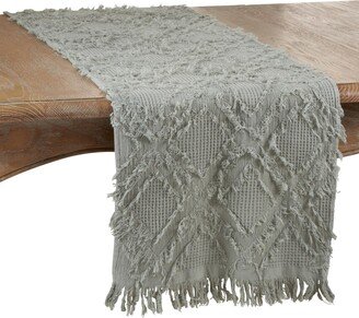 Saro Lifestyle Fringe Waffle Weave Runner