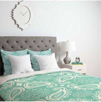 Heather Dutton Plush Paisley Seaspray Duvet Set