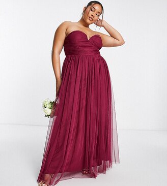 Anaya Plus Anaya With Love Plus Bridesmaid sweetheart neckline maxi dress in red plum - RED