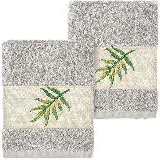 Zoe Embellished Washcloth - Set of 2 - Light Grey