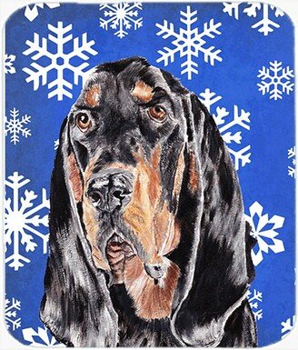 SC9595LCB Coonhound Blue Snowflake Winter Glass Cutting Board