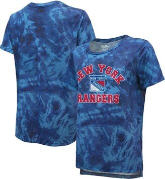 Women's Threads Blue New York Rangers Boyfriend Tie-Dye Tri-Blend T-shirt