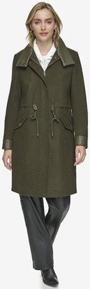 Women's Chesme melange wool with faux leather coat