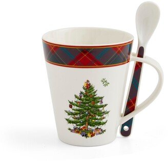 Christmas Tree Tartan Mug and Spoon Set