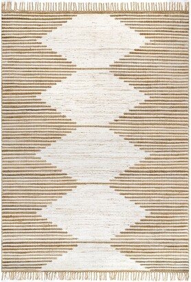 Clea Hand Woven Geometric Flatweave Tassel Area Rug in Natural