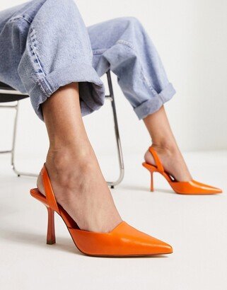 slingback heeled shoes in orange