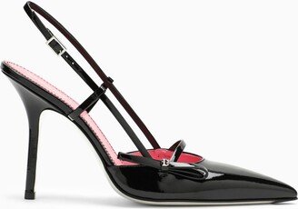 Black patent leather slingback