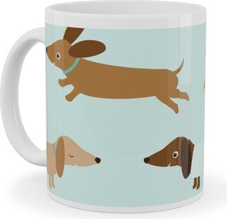 Mugs: Daschunds Ceramic Mug, White, 11Oz, Blue