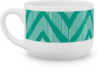 Mugs: Ikat Latte Mug, White, 25Oz, Green