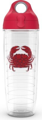 Red Crab Tumbler with Emblem and Red with Gray Lid 24oz Water Bottle, Clear