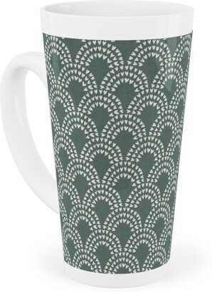 Mugs: Scalloped Heart Rainbows - Pine Green Tall Latte Mug, 17Oz, Green