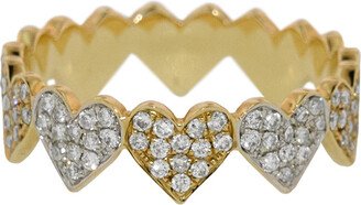 Yellow and White Gold Small Double Heart Eternity Ring