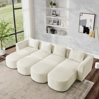 TOSWIN U-Shape Modular Sectional Sofa, 2 Chaise, 2 Ottoman, Loop Yarn Fabric