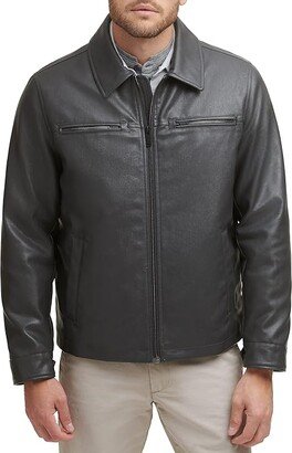 James Faux Leather Jacket (Grey W. Chest Zip) Men's Jacket