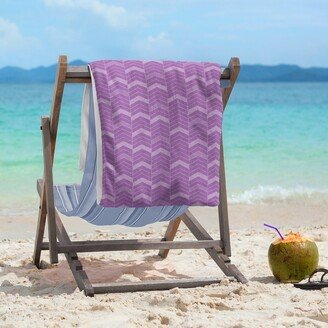 Monochromatic Lined Chevrons Beach Towel - 36 x 72