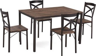 JOMEED 5 Piece Metal Frame Kitchen Dining Table and Chairs Set, Brown/Black - Multicolored - 42.56