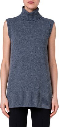 Sleeveless Longline Virgin Wool & Cashmere Sweater