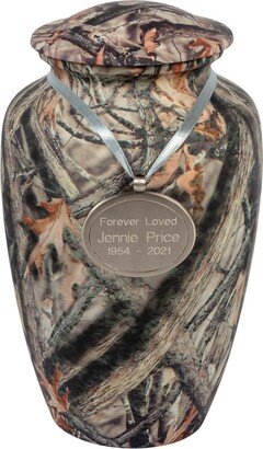 Custom Engraved Lost Camo Cremation Urn For Ashes, Aluminum, Camouflage Urn, Adult