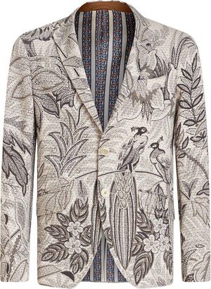 Botanical-Print Single-Breasted Blazer