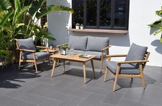 Nordic 5-Piece Patio Teak Wood Conversation Set