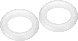 Unique Bargains 5.1 Inch Foam Wreath Forms Round Craft Rings for DIY Art Crafts Pack of 2 - White