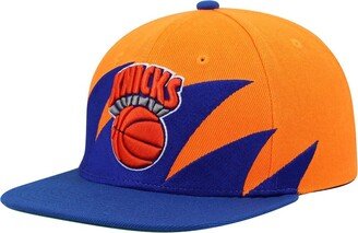 Men's Orange, Blue New York Knicks Hardwood Classics Sharktooth Snapback Hat - Orange, Blue