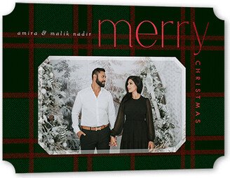 Holiday Cards: Plaid Elegance Holiday Card, Green, Red Foil, 5X7, Christmas, Matte, Signature Smooth Cardstock, Ticket