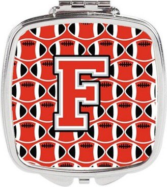 CJ1067-FSCM Letter F Football Scarlet & Grey Compact Mirror