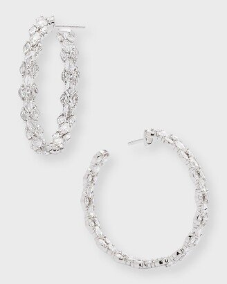 64 Facets 18k White Gold Diamond Hoop Earrings